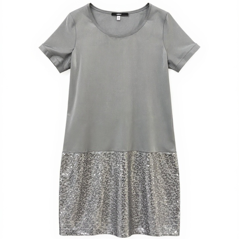 Kensie long sequined party grey top size medium